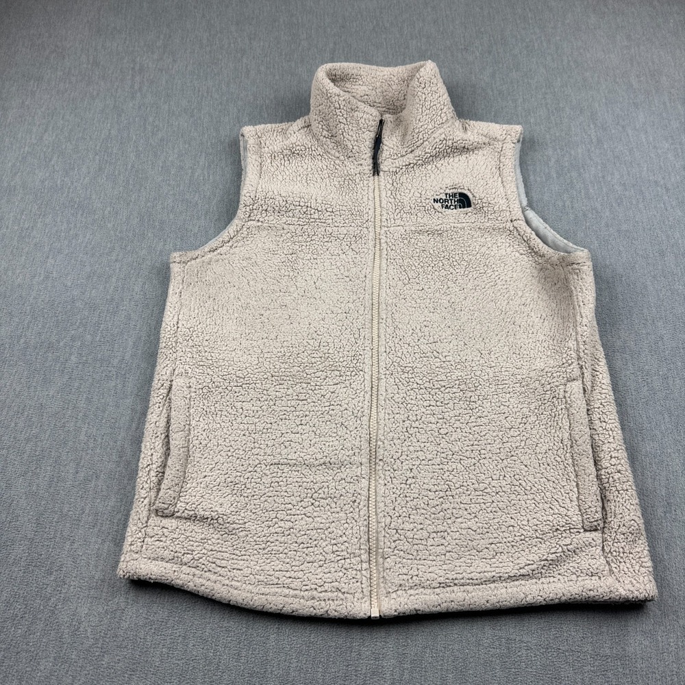 The North Face Vest Boys Youth XL Beige Sherpa Fleece Full Zip Outdoors Classic